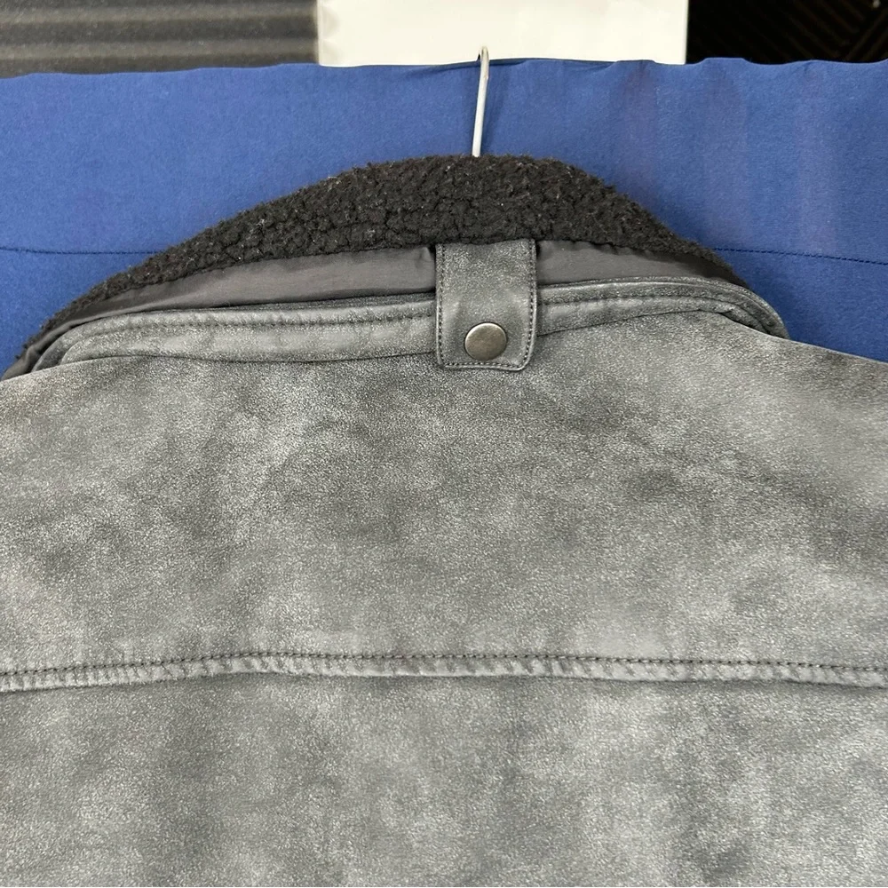Tommy Hilfiger Men's‎ Faux Leather Moto Jacket Removable Collar